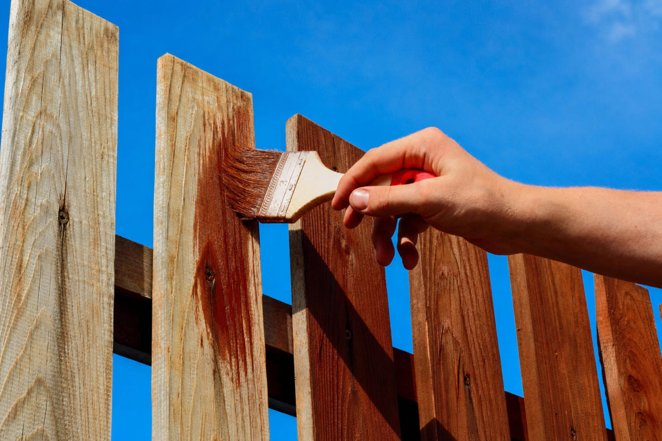 Fence staining and sealing